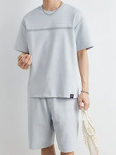 Men's Plus Size Round Neck Short Sleeve Top and Shorts Set - kinko