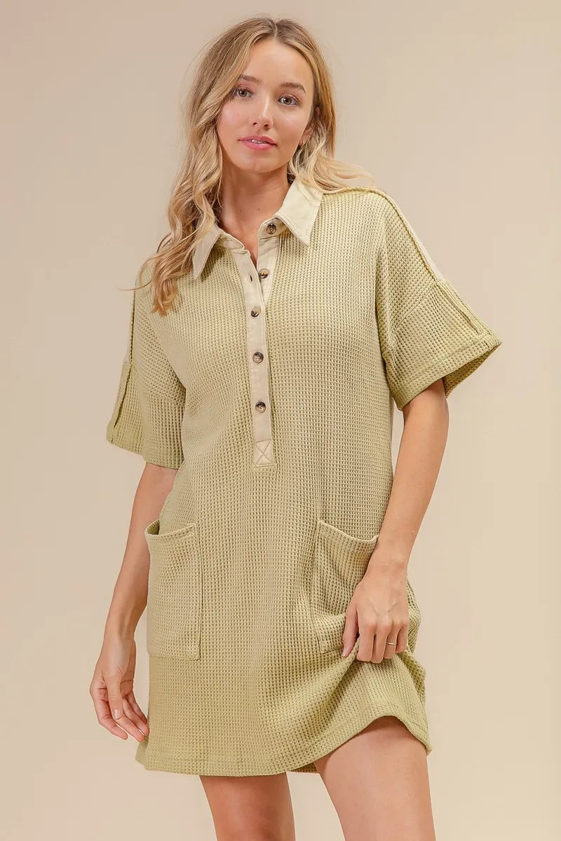 BiBi Dip Dye Mineral Washed Knit Dress - kinko