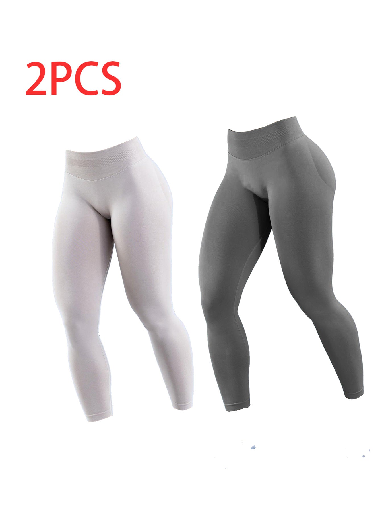 2pack Solid-color Yoga Exercise Leggings - kinko
