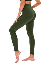 Leggings - Cropped High-waisted Solid Color Army Green - kinko