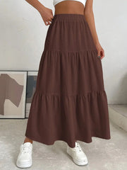 European And American Style Women Summer Bohemian Pleated Layered Long Skirt - kinko