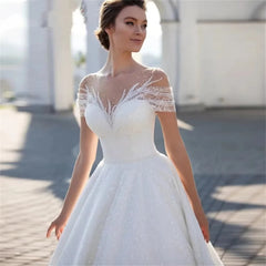 Off-shoulder Light Wedding Dress Bridal Main Yarn Lace Wedding Veil Small Trailing - kinko