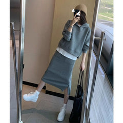 Casual Fashion Women's Hoodie Skirt Suit - kinko