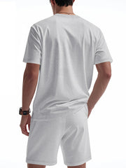 Men's Full Size Round Neck Short Sleeve Top and Shorts Set Plus Size - kinko
