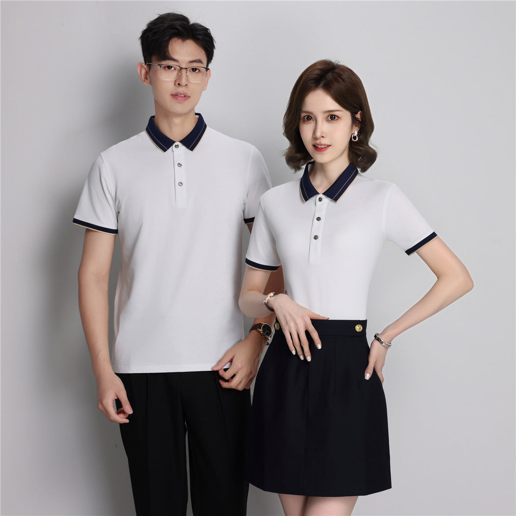 Ice Ion Mercerized Pearl Cotton Color Matching Collar Polo Shirt For Men And Women - kinko