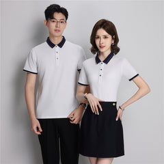 Ice Ion Mercerized Pearl Cotton Color Matching Collar Polo Shirt For Men And Women - kinko