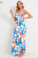 Printed Surplice Maxi Cami Dress - kinko
