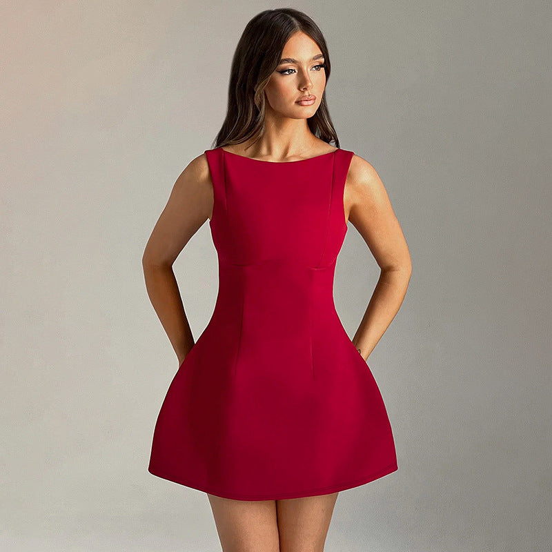 Sexy Slim-fitting Backless Dress Summer Sleeveless Short Dresses - kinko