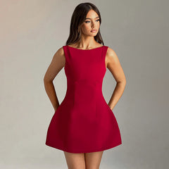 Sexy Slim-fitting Backless Dress Summer Sleeveless Short Dresses - kinko