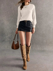 Crew Neck Long Sleeve Sweater - kinko