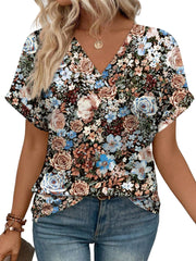 Women's Casual Round Neck Striped T-shirt Top - kinko