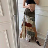 Women's Skirt Vacation Style Artistic Stitching Long Wild Skirt - kinko