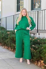 Double Take Full Size Textured Long Sleeve Top and Drawstring Pants Set - kinko