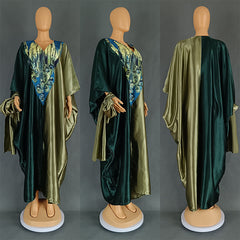 Ethnic Style Loose Plus Size Color-matching Dress - kinko