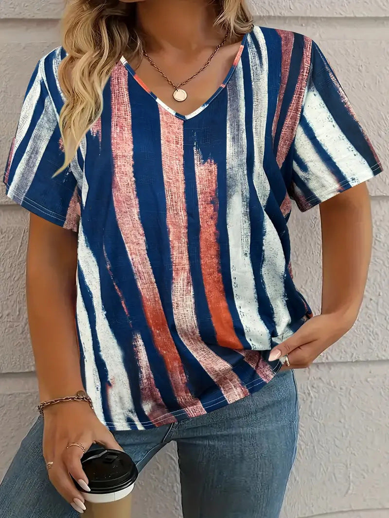 Summer New Casual Multicolor Design Women's T-shirt - kinko