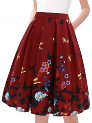European And American Vintage Printed Floral Skirt - kinko