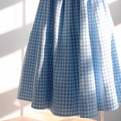 Women's Versatile French High Waisted A-line Plaid Linen Skirt - kinko