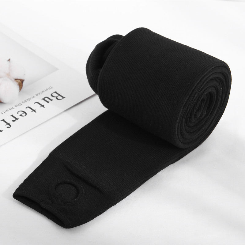 Autumn And Winter Fleece-lined Thickened Screw Cotton Vertical Stripes Base One-piece Trousers - kinko