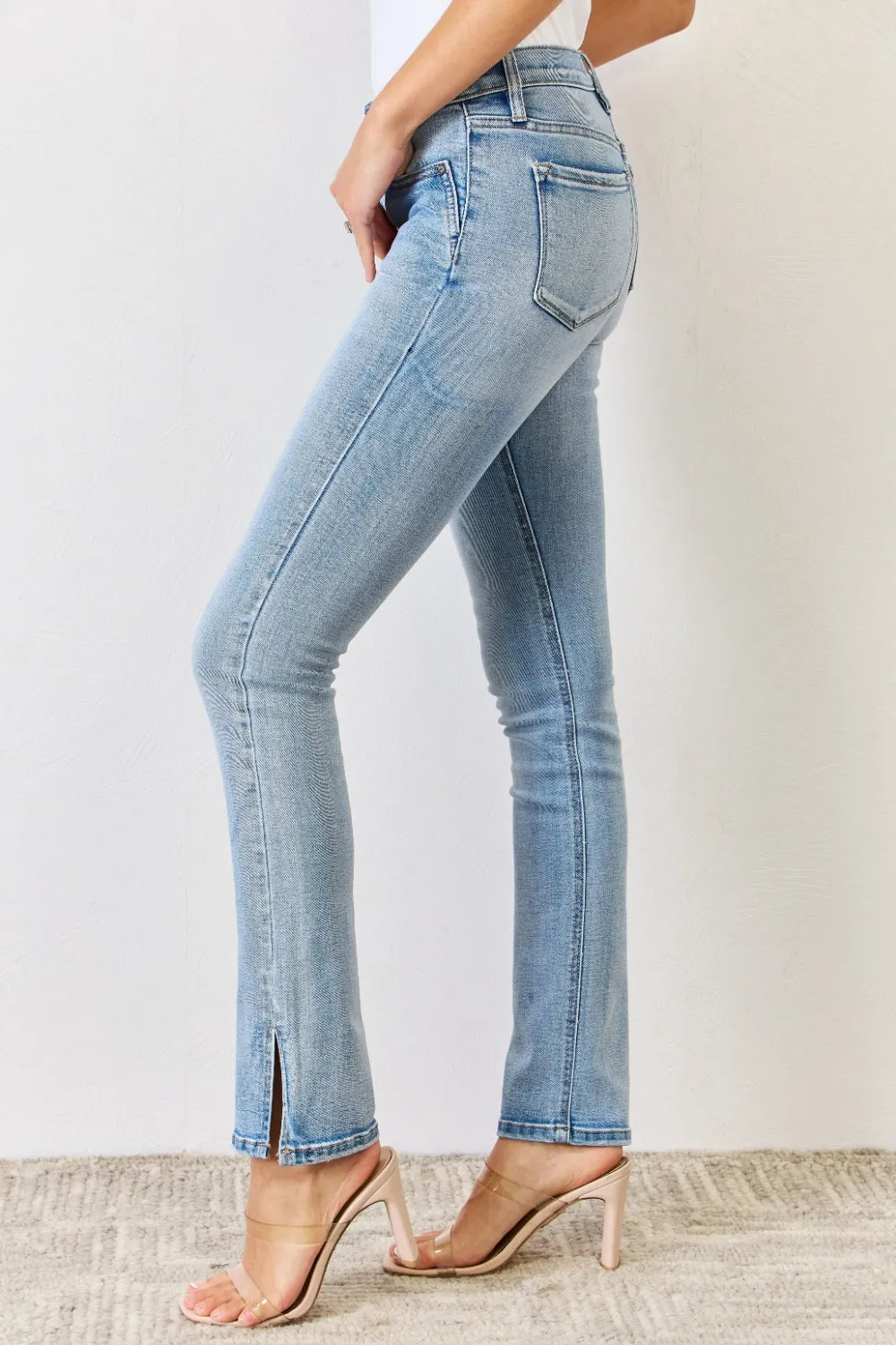 Kancan Full Size Mid Rise Y2K Slit Bootcut Jeans - kinko