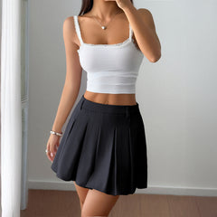 Y2g Hot Girl Style Girdle Solid Color Pleated Skirt Women - kinko