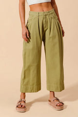 SO ME Mid Rise Wide Leg Chino Pants With Pockets - kinko