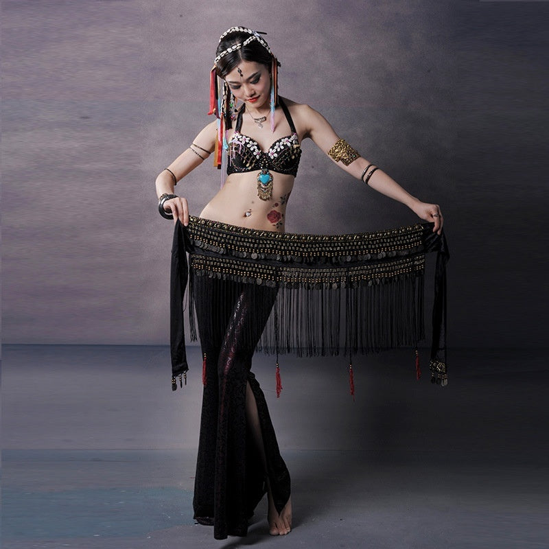 Belly Dance Waist Scarf Performance Tassel Hip Scarf Ethnic Tribe Dance Costume Belly Dance Waist Chain - kinko
