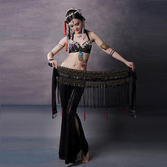Belly Dance Waist Scarf Performance Tassel Hip Scarf Ethnic Tribe Dance Costume Belly Dance Waist Chain - kinko