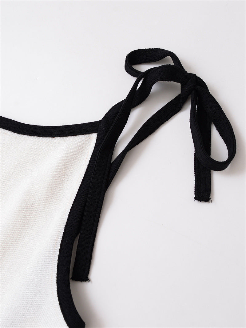 Female Fashion Color Contrast Bowknot Dress - kinko