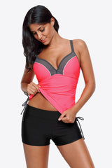 Contrast Sweetheart Neck Swim Cami - kinko