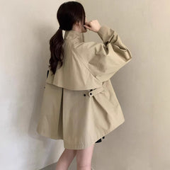 Fall Winter Stand Collar Skirt Elegant Trench Coat