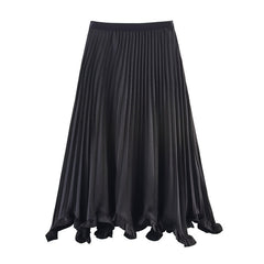 Heavy Industry Petal Wooden Ear Elegant Pleated Skirt - kinko