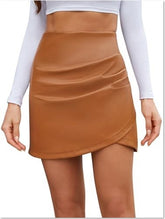 High Waist Asymmetric Tulip Hem Ruffled Wrap Skirt - kinko