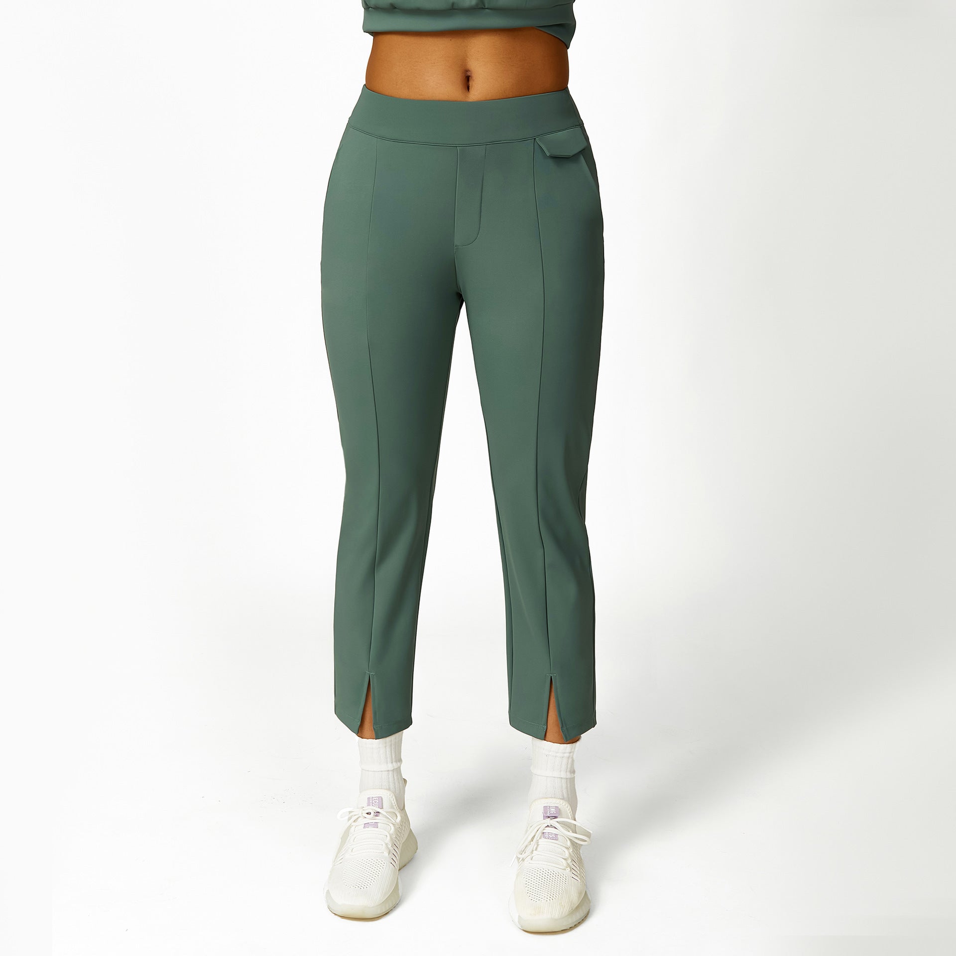 Loose Half Zipper And Lapel Sleeveless Top Casual Trousers Lace-up Shorts Three-piece Set - kinko