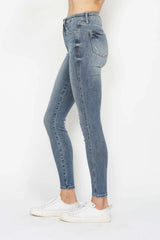 Judy Blue Full Size Tummy Control Contrast Wash Skinny Jeans - kinko
