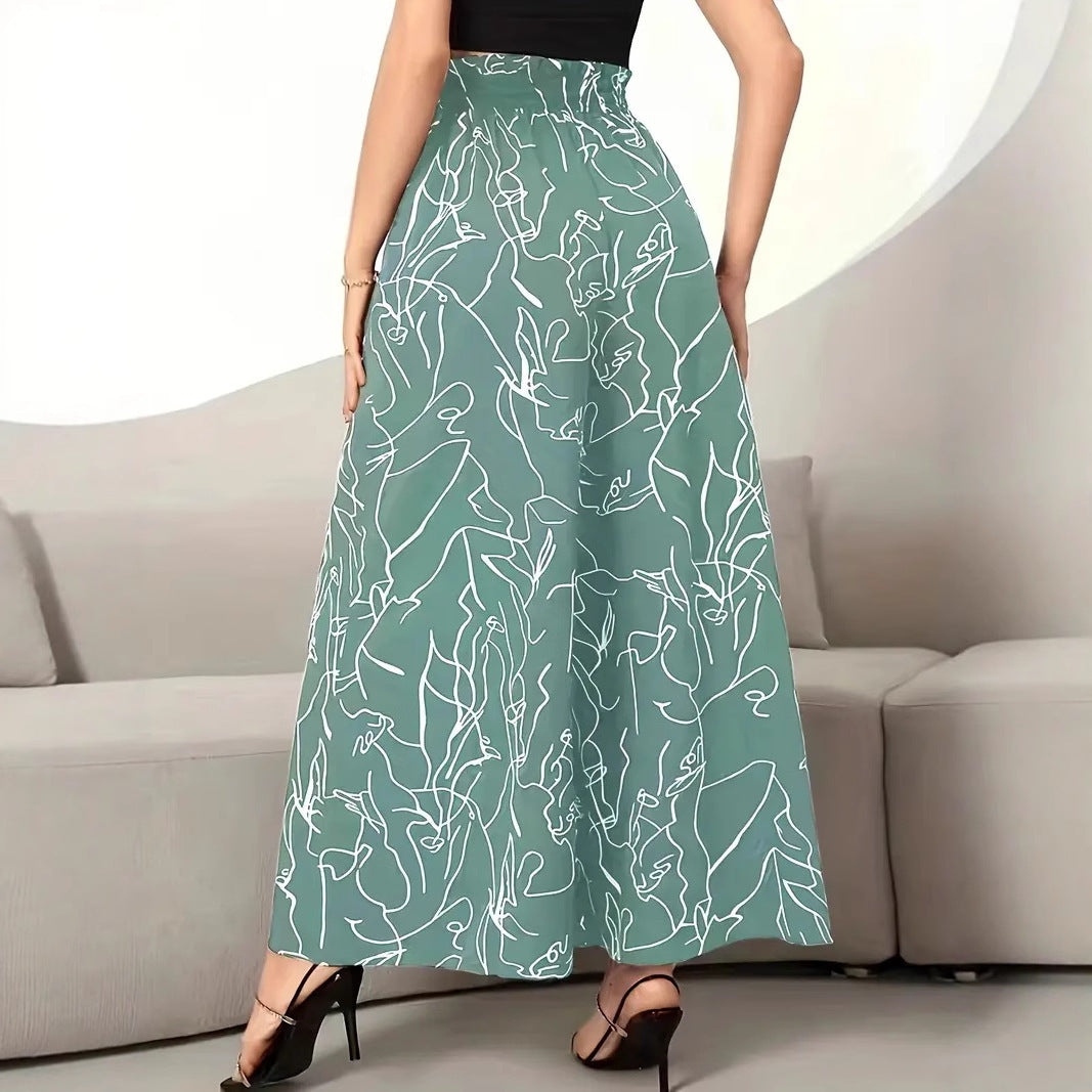 New Waist-tight Summer Long Draping Effect Long Culottes For Women - kinko
