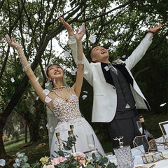 Lace V-neck Summer Couple Photo Shoot Travel Wedding Dress - kinko