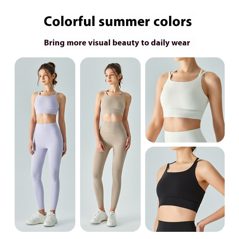 Spaghetti Strap One-piece Fixed Cup Sports Underwear Medium Strength Beauty Back Strap - kinko