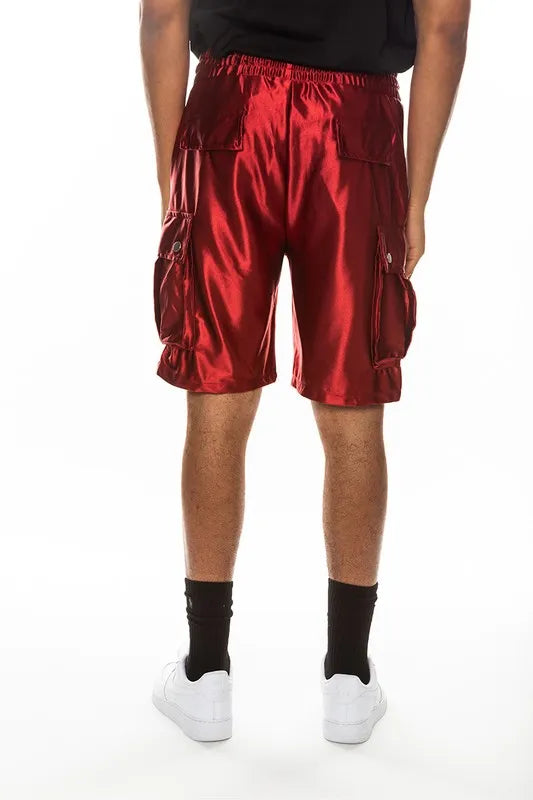 WEIV Men's Full Size Satin Street Cargo Shorts Plus Size - kinko