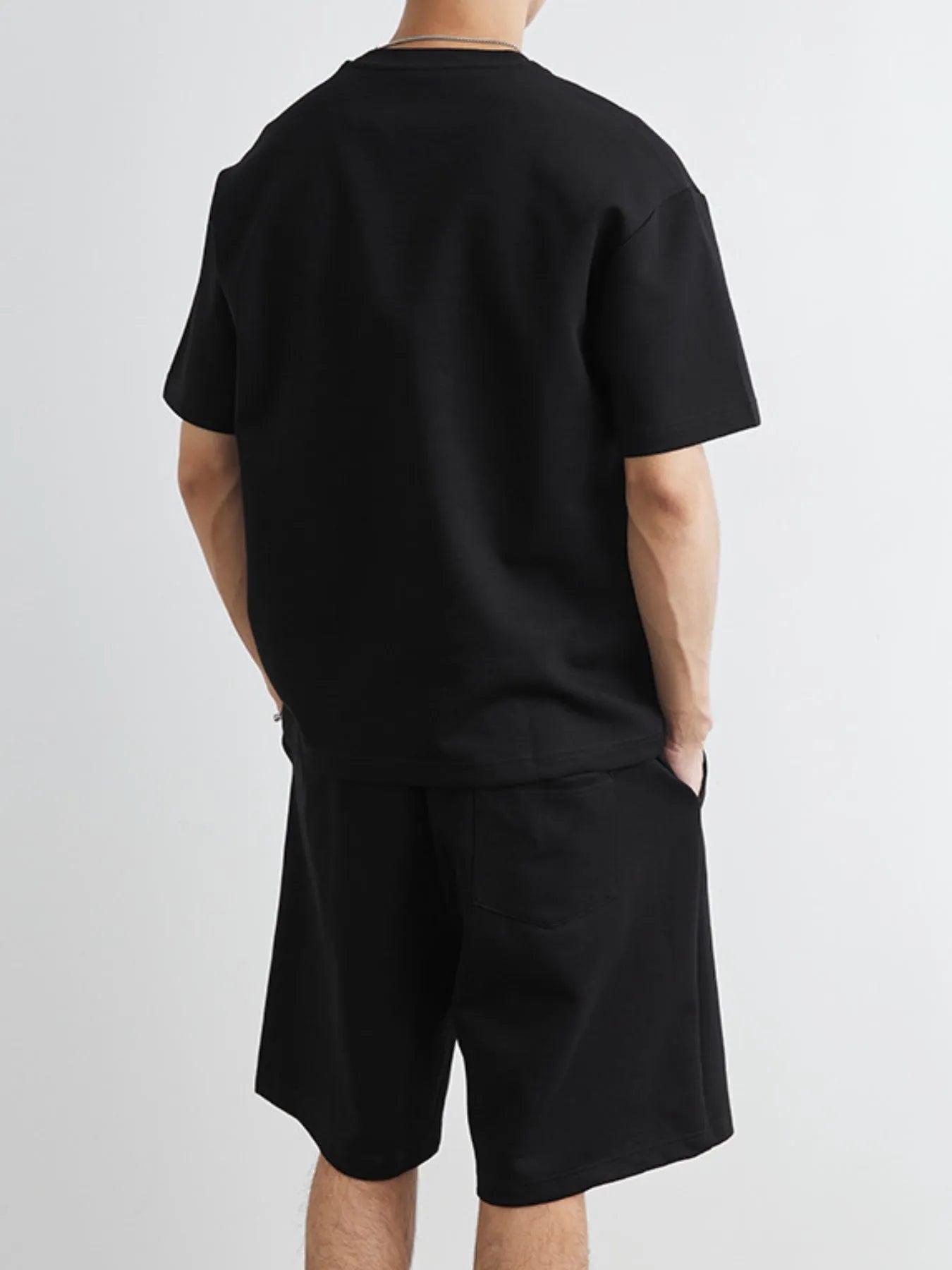 Men's Plus Size Round Neck Short Sleeve Top and Shorts Set - kinko
