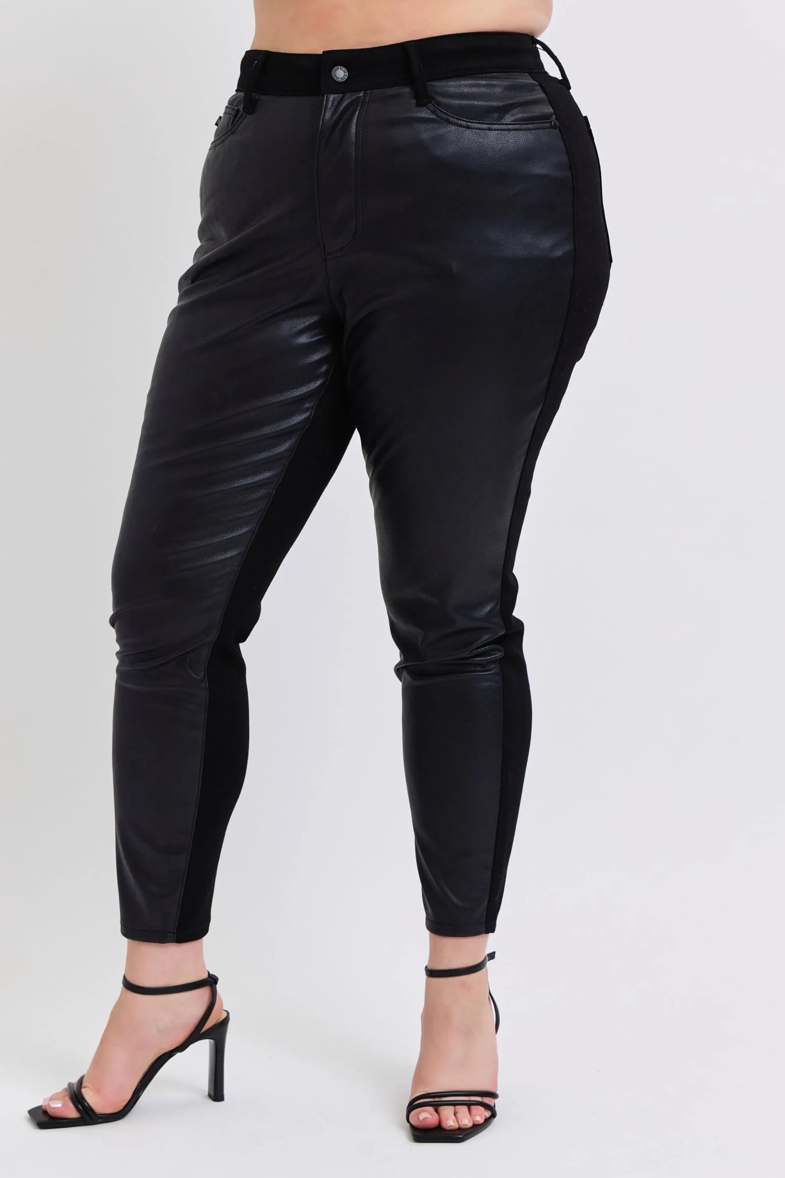 Judy Blue Plus Size HW Faux Leather Skinny Pants - kinko