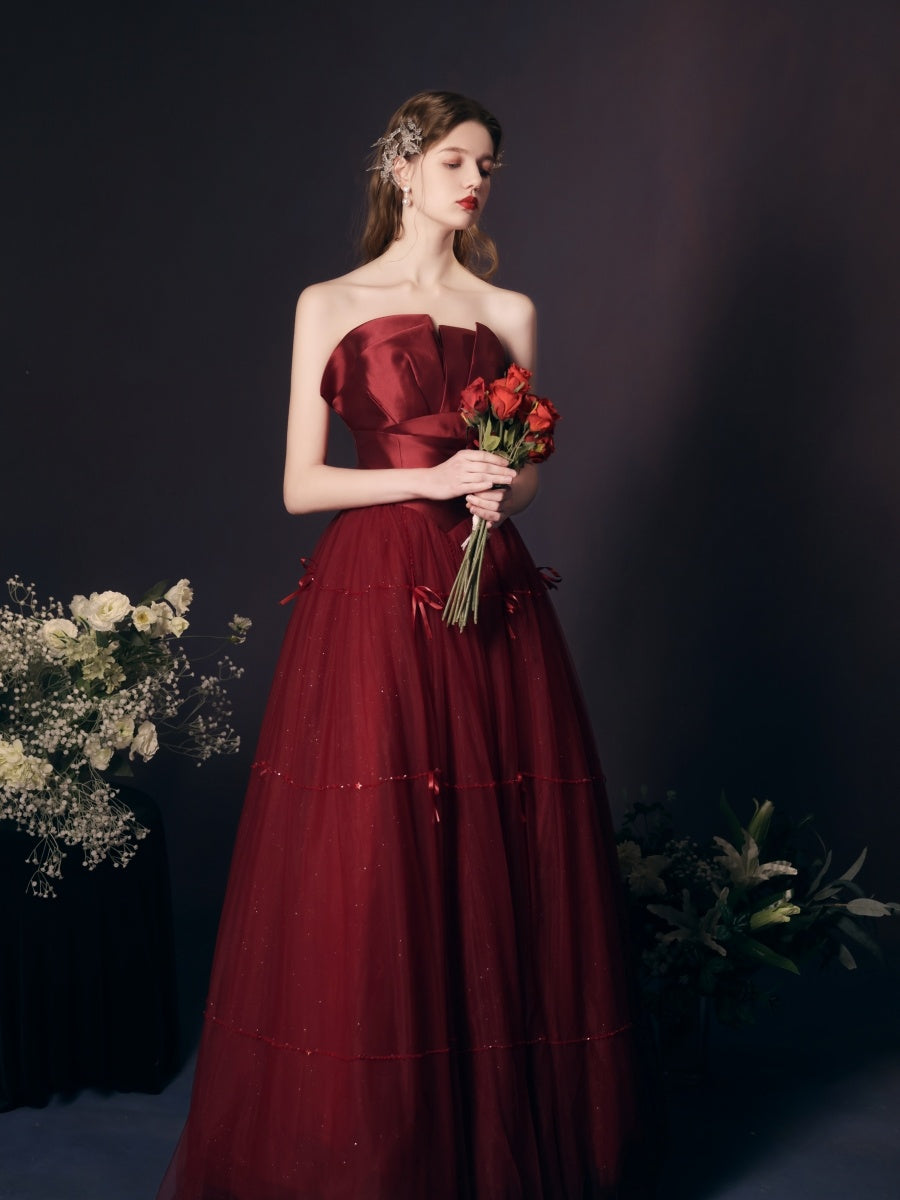 Red Long Dress Heavy-duty Tube Top For Women - kinko