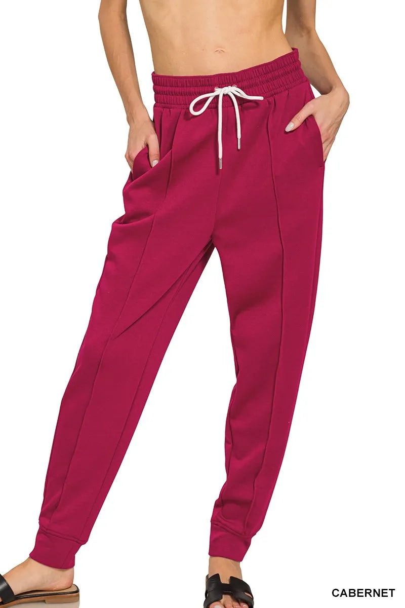 Zenana Drawstring Scuba Sweatpants with Pockets - kinko