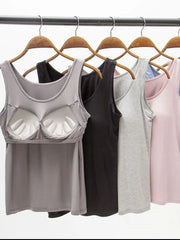 Full Size Wide Strap Modal Tank with Bra - kinko