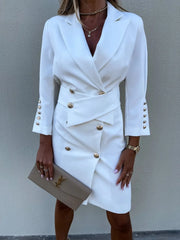 Double-Breasted Lapel Collar Longline Blazer - kinko