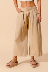 SO ME Mid Rise Wide Leg Chino Pants With Pockets - kinko