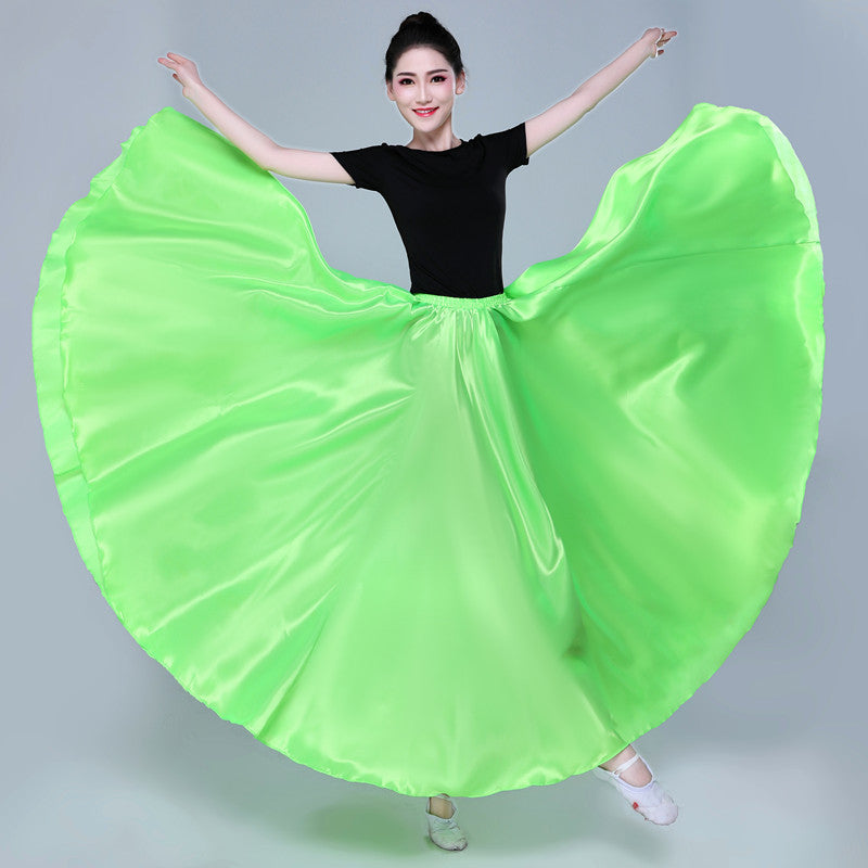 Simple Solid Color Performance Skirt With Large Swing - kinko