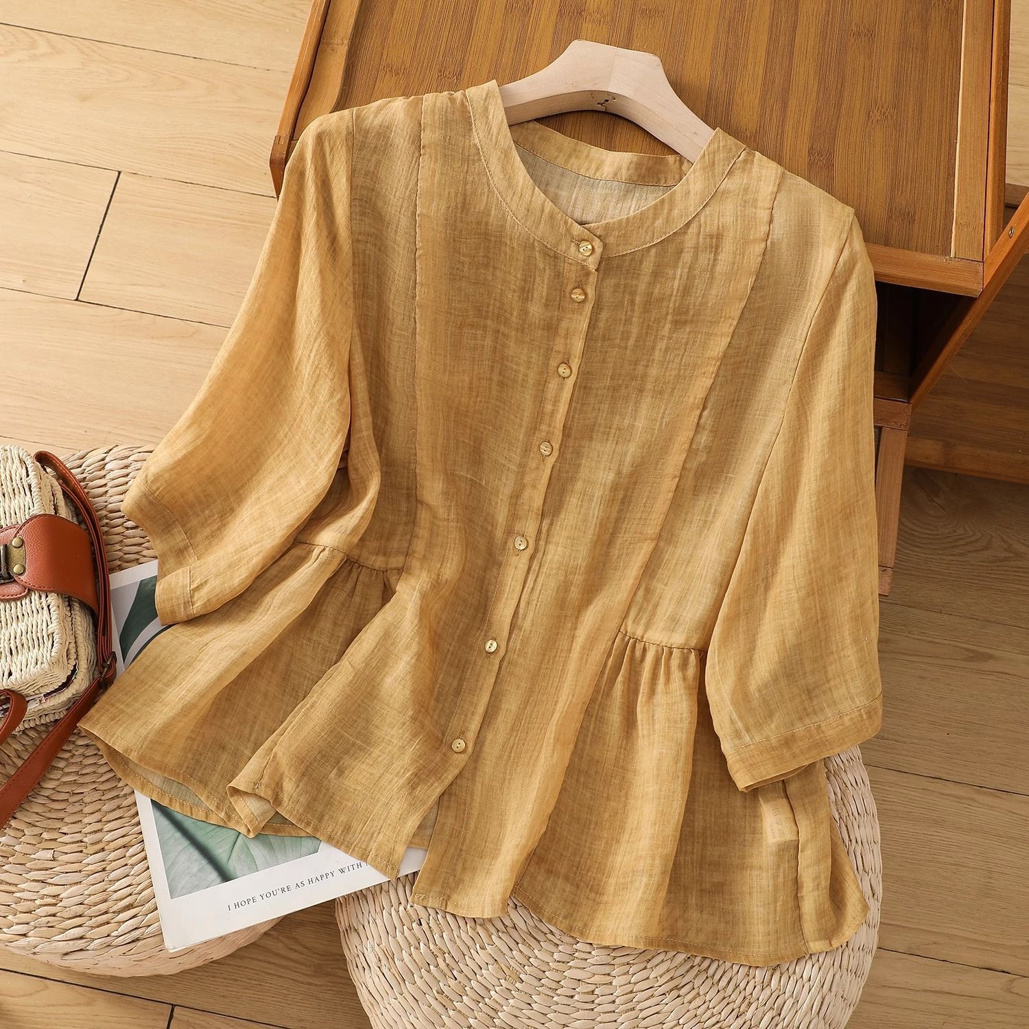 New Loose Slimming Temperament Casual Cotton Linen Top - kinko