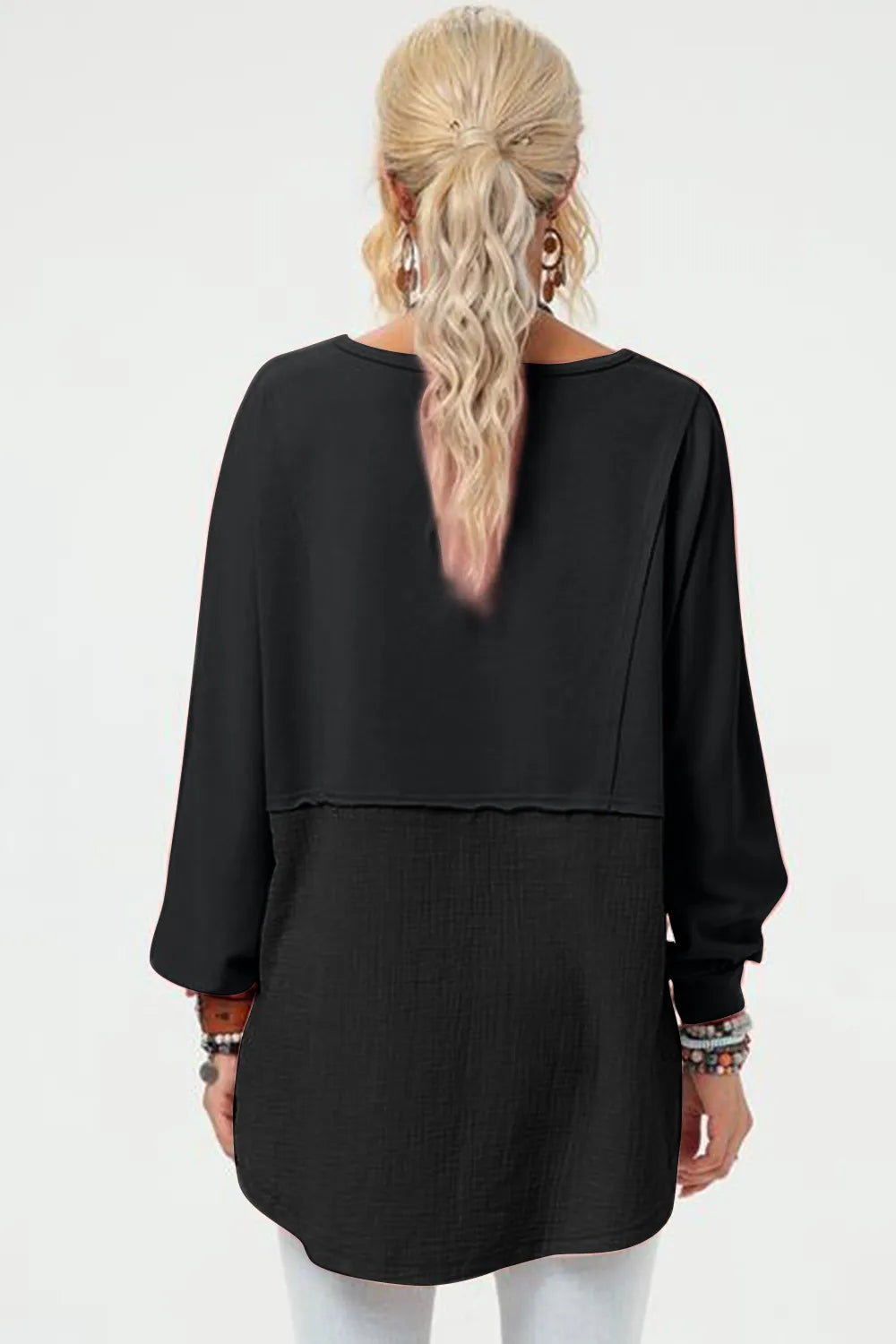 Double Take Full Size Long Sleeve High-Low T-Shirt - kinko