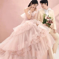 Street Photography Pettiskirt Colored Mesh Temperament Banquet Light Wedding Dress - kinko