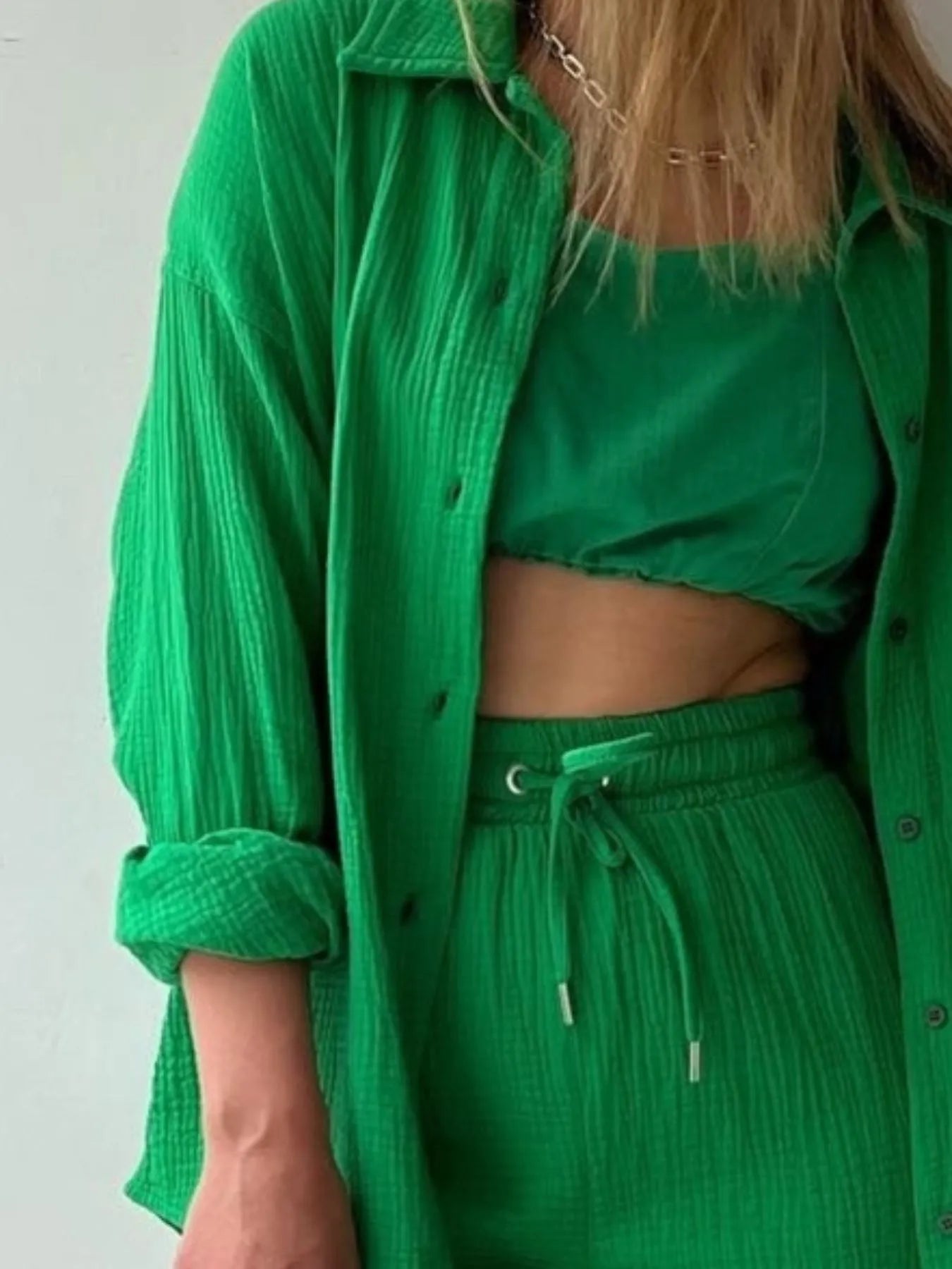 Button Up Shirt and Shorts Set - kinko